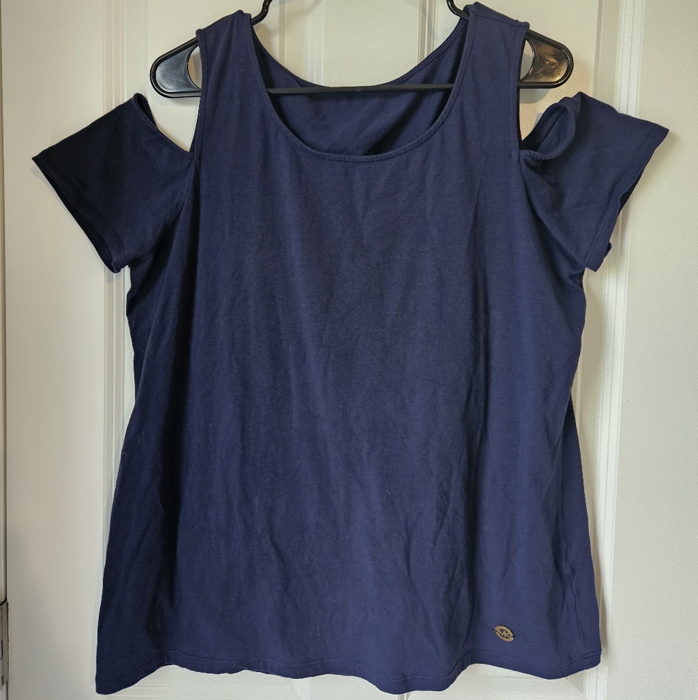 Michael Kors Navy Cold Shoulder Top